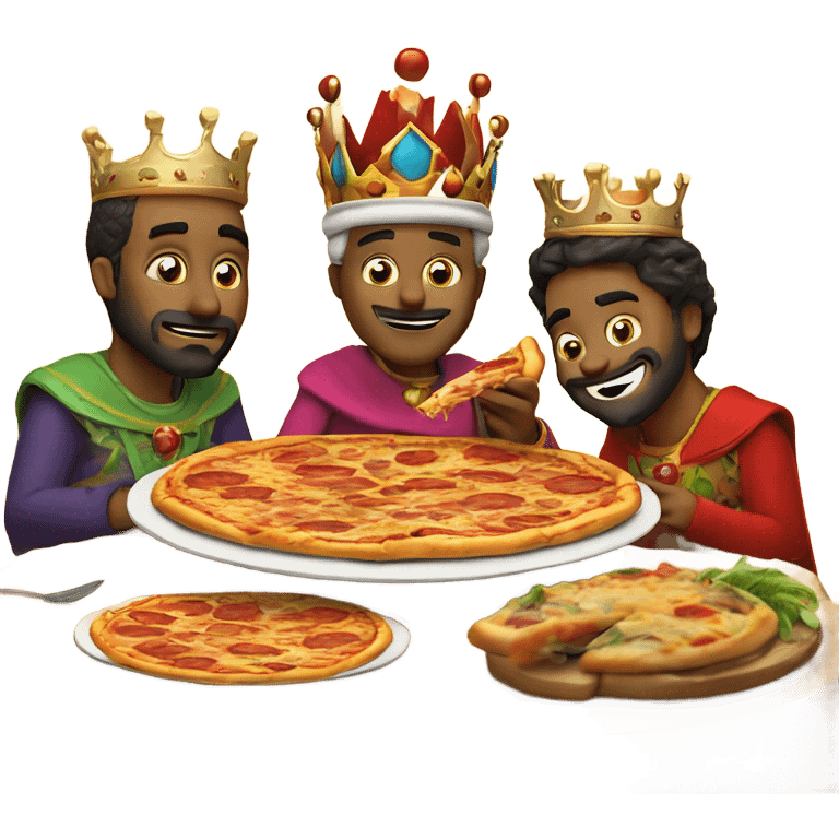 Los tres reyes magos comiendo pizza emoji