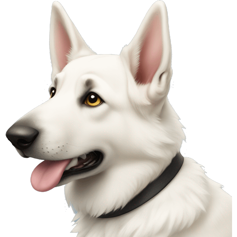 White German shepherd with one lop ear emoji