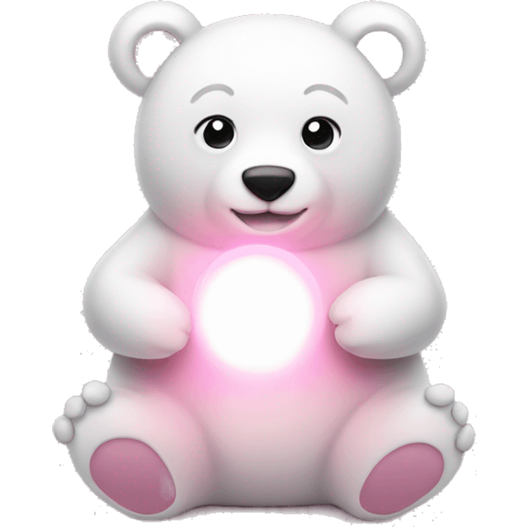 white bear holding a light pink hears emoji