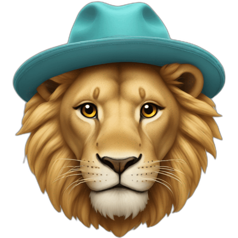 A lion wears a hat with a Tik Tok logo on it  emoji