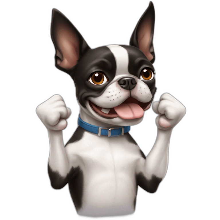 Boston terrier showing thumbs up gesture emoji