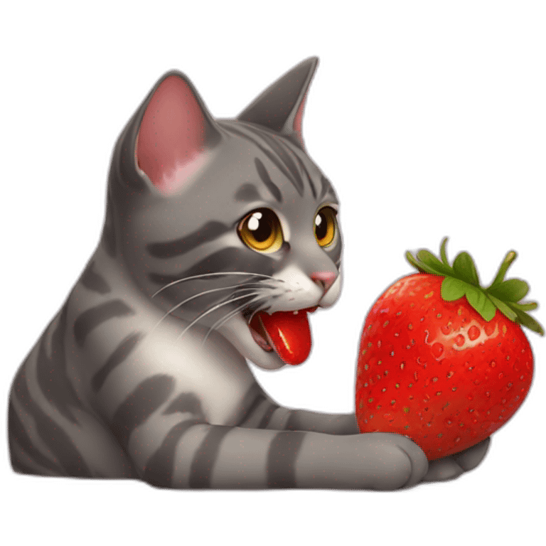 cat eating a strawberry emoji