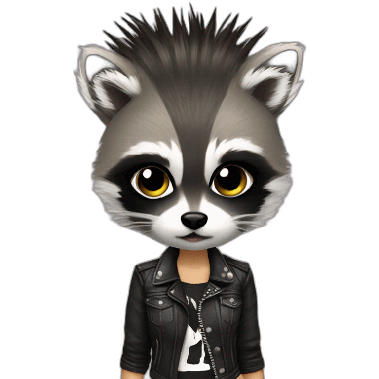 Punk rock girl style raccoon emoji