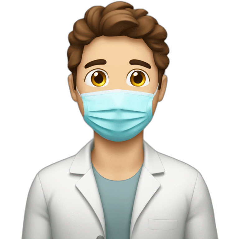 Brown haired Man with corona virus beside his head emoji