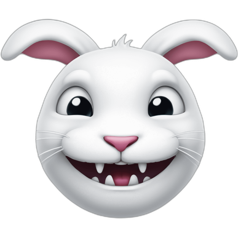 evil white rabbit with sharp fangs emoji