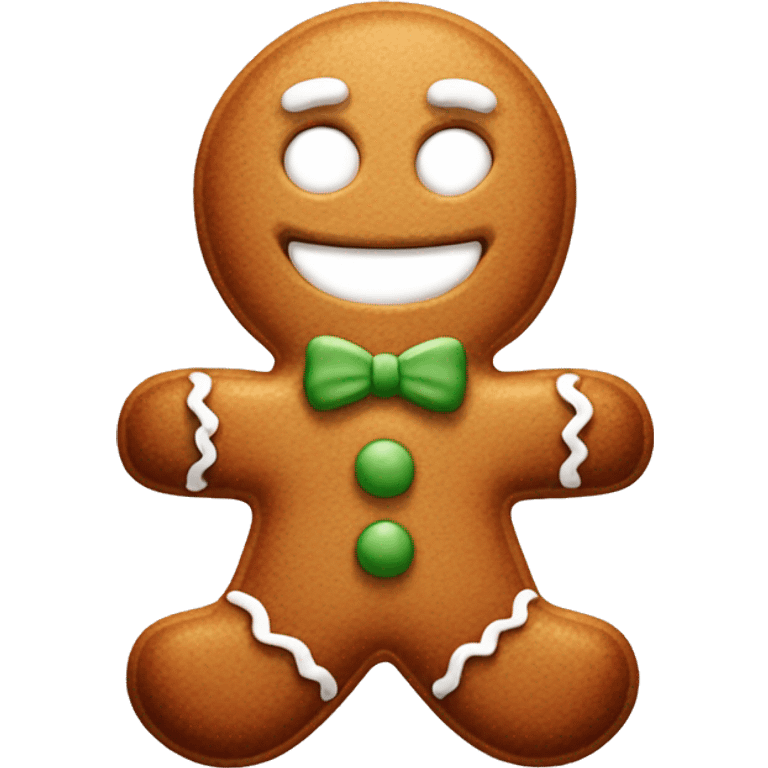 A gingerbread man with a mischievous grin emoji