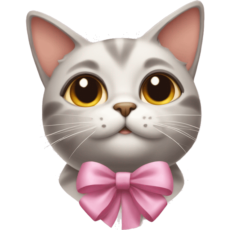 Cat with coquette bow￼ emoji