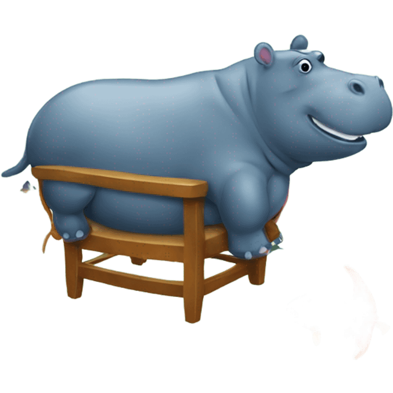 Hippo and fish on chair emoji