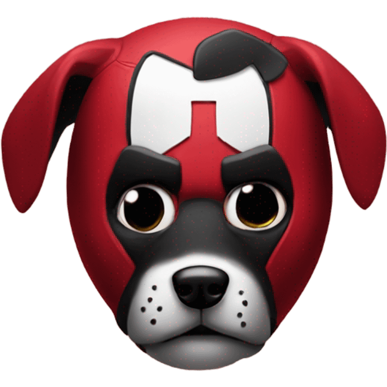 one Deadpool  dog Face with a Deadpool mask emoji