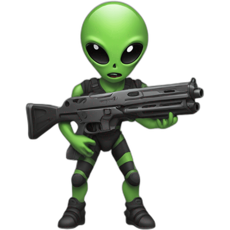 Alien handling a gun to us emoji