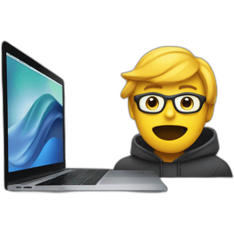 programmer codes on macbook emoji