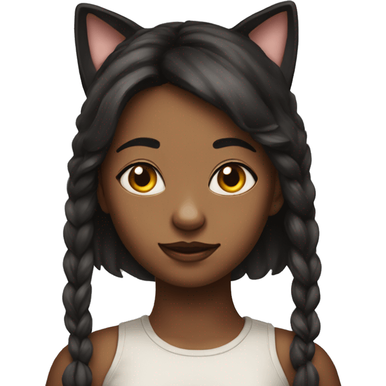 realistic portrait of girl with cat ears emoji