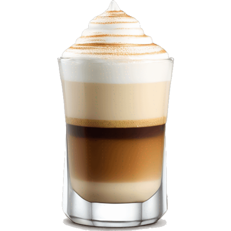 One Barraquito in a clear Glass with layers of condensed milk, liqor 43, Espresso and milk foam  emoji