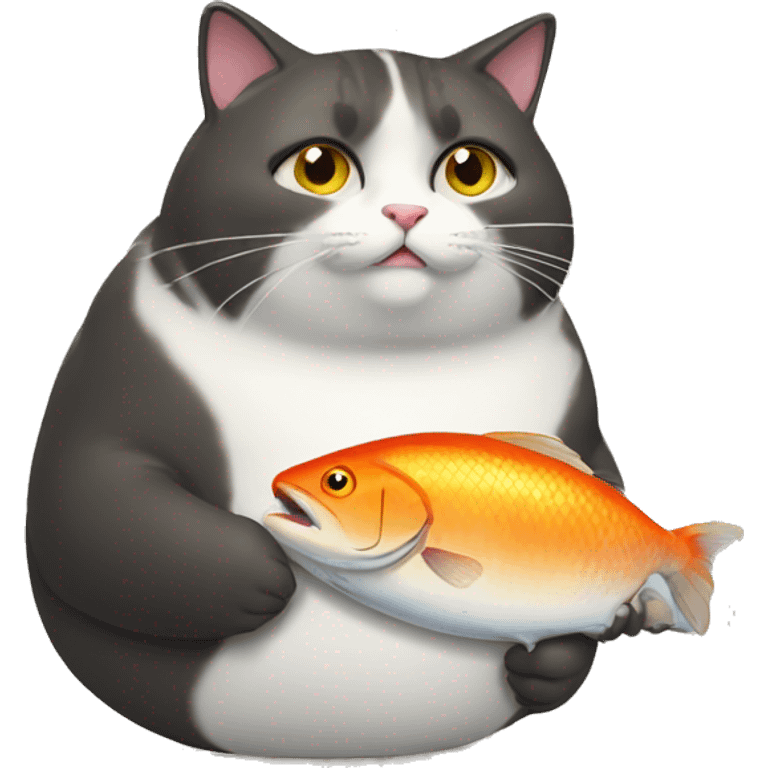 fat cat eating fish emoji