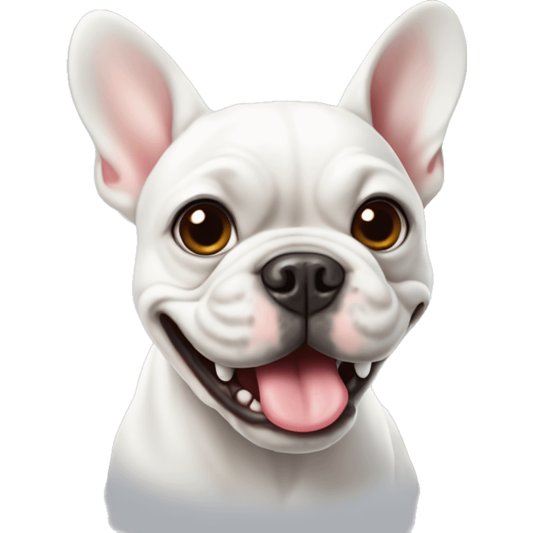 White french bulldog with snaggle tooth emoji