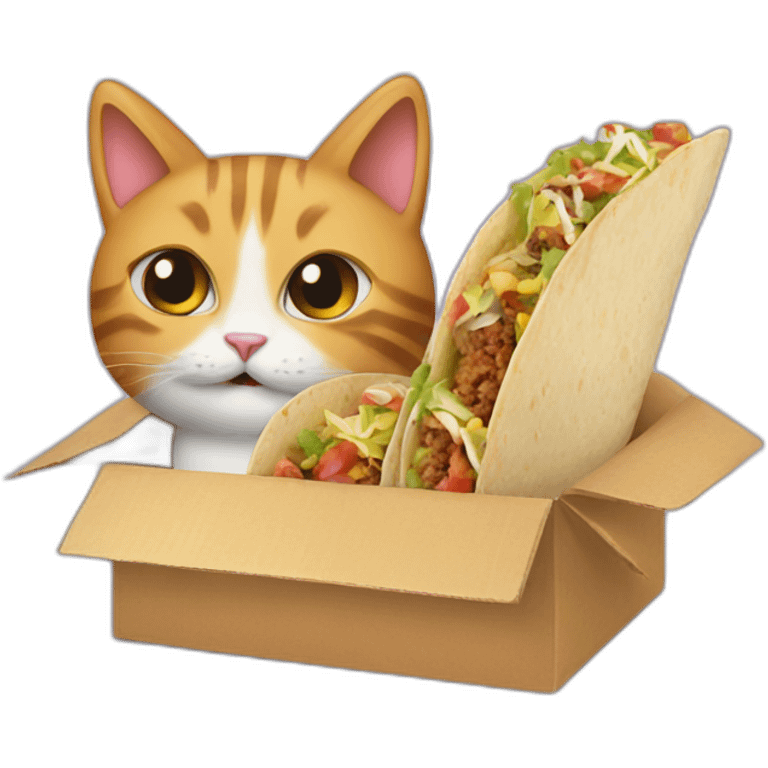 Cat and tacos in box emoji