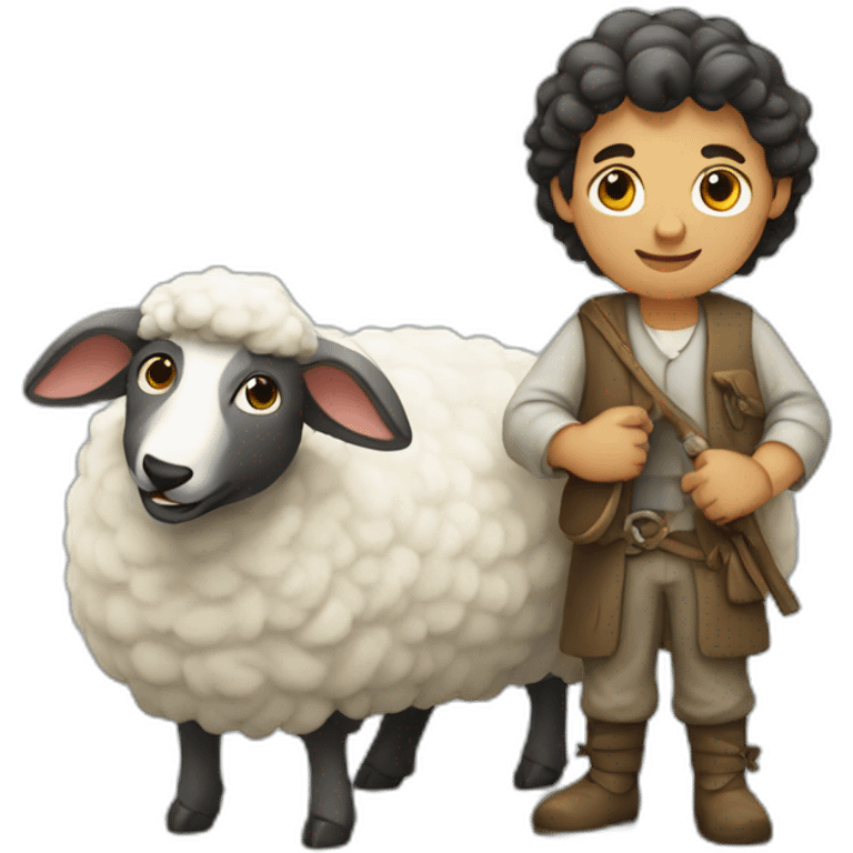 shepherd with mouse instead of sheep emoji