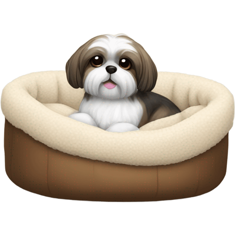 Shih tZu Dog in a dog bed  emoji