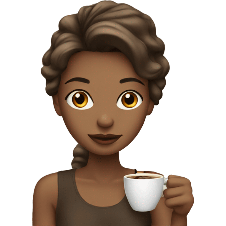 Pretty girl drinking coffee  emoji