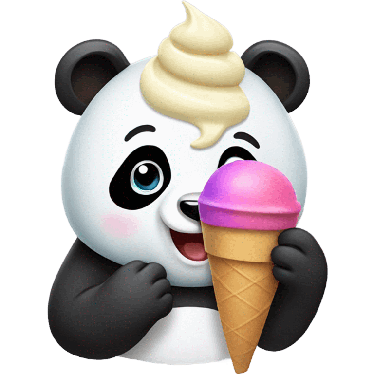 Panda eating ice cream emoji