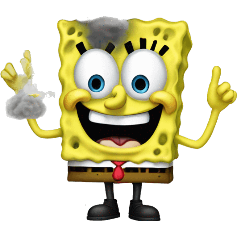 SpongeBob with smoke coming out of him emoji