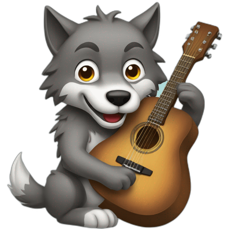 wolf playing guitar emoji