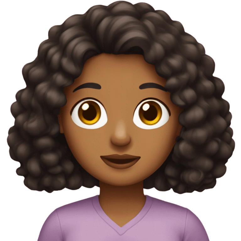 Black haired Latina with a brown cavapoo emoji