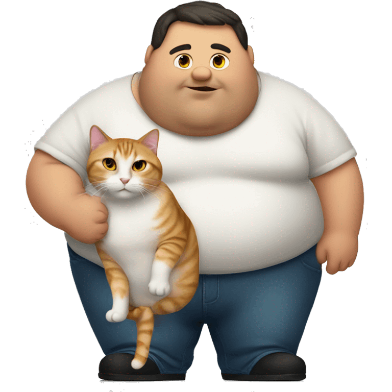 a fat guy with a cat emoji