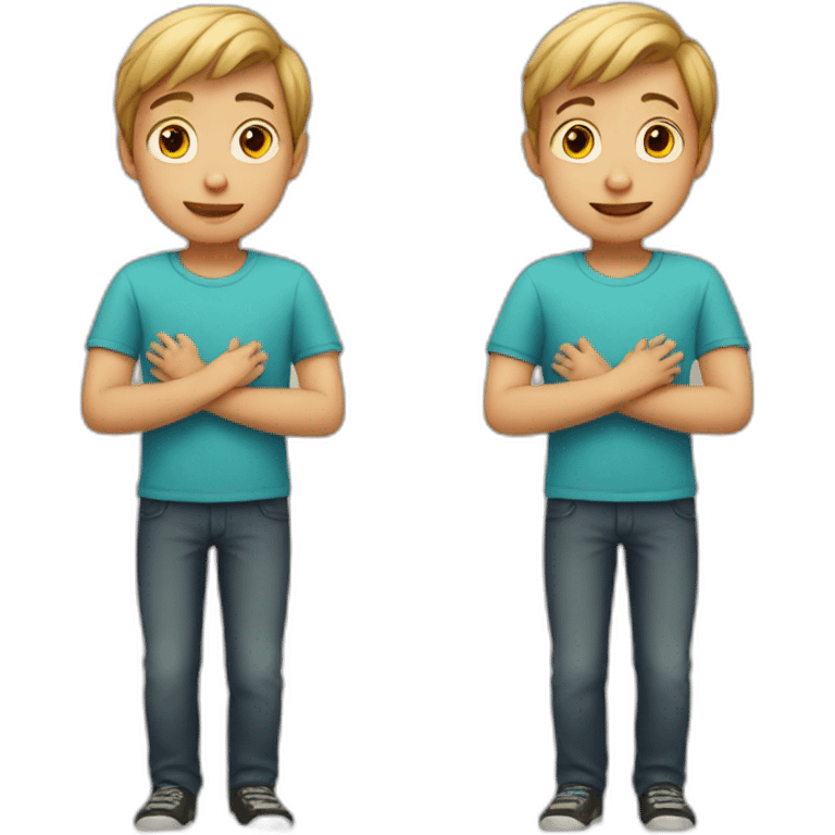 A boy showing cross with his hands emoji