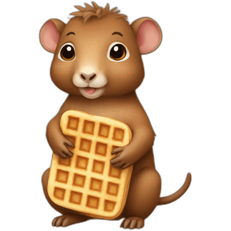 baby capibara with waffle emoji