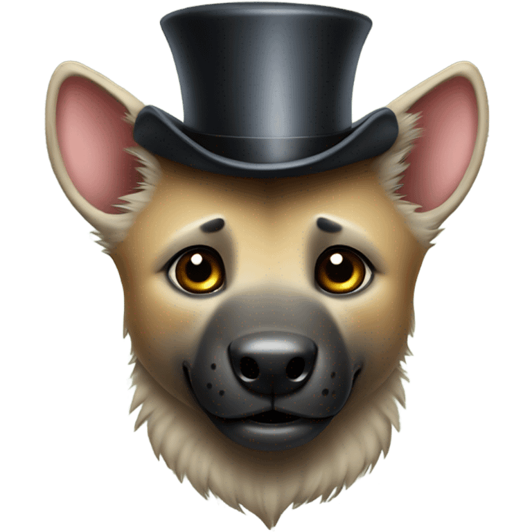 Cute hyena with a top hat emoji