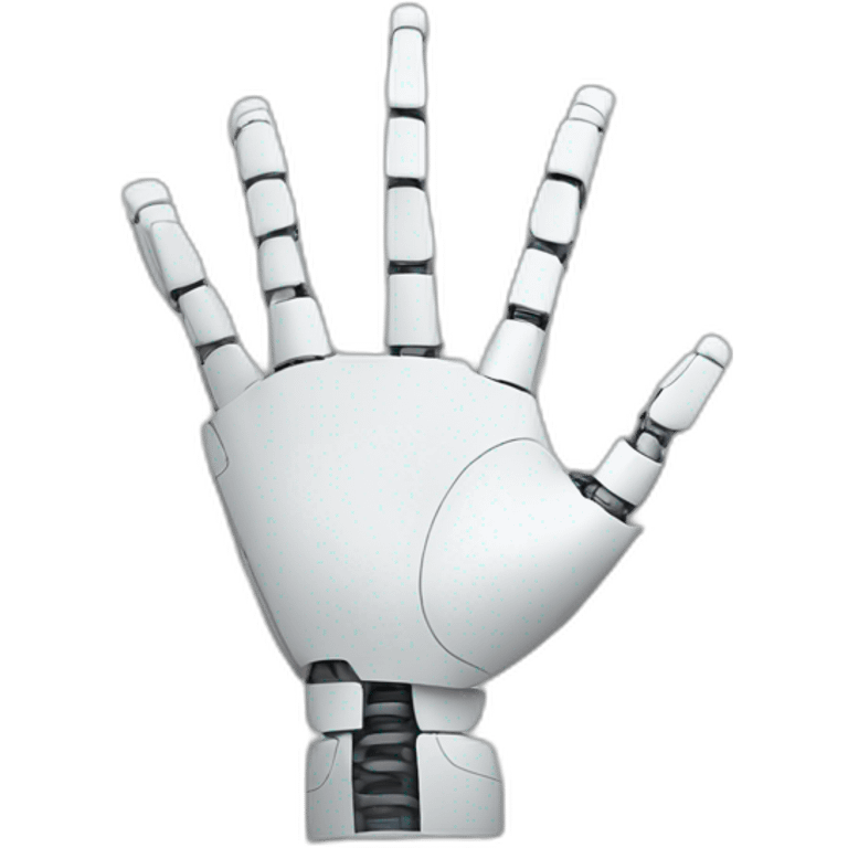 robotic hand paper chosen for rock paper scissors emoji