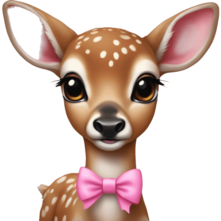 realistic baby deer wearing pink bows emoji