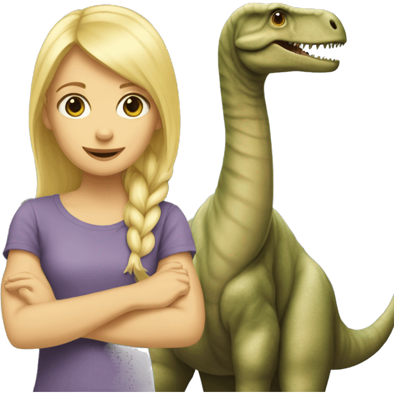 Blonde girl with Brachiosaurus emoji