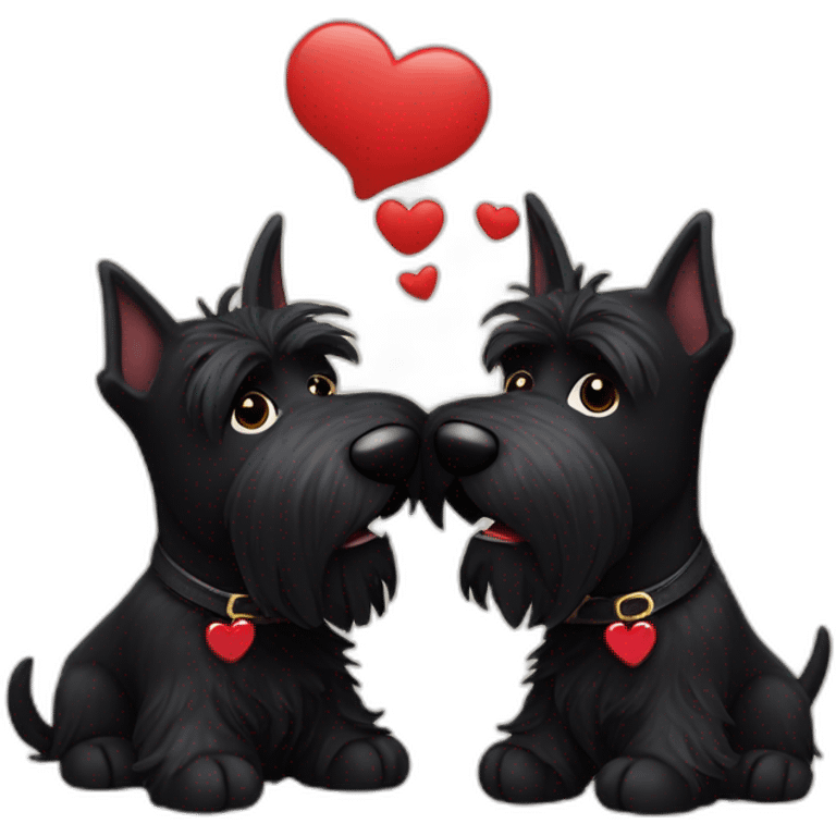 Two black Scottish terrier kissing emoji