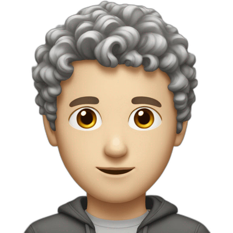 Young white man with grey/brown curly super short hair and big nose emoji