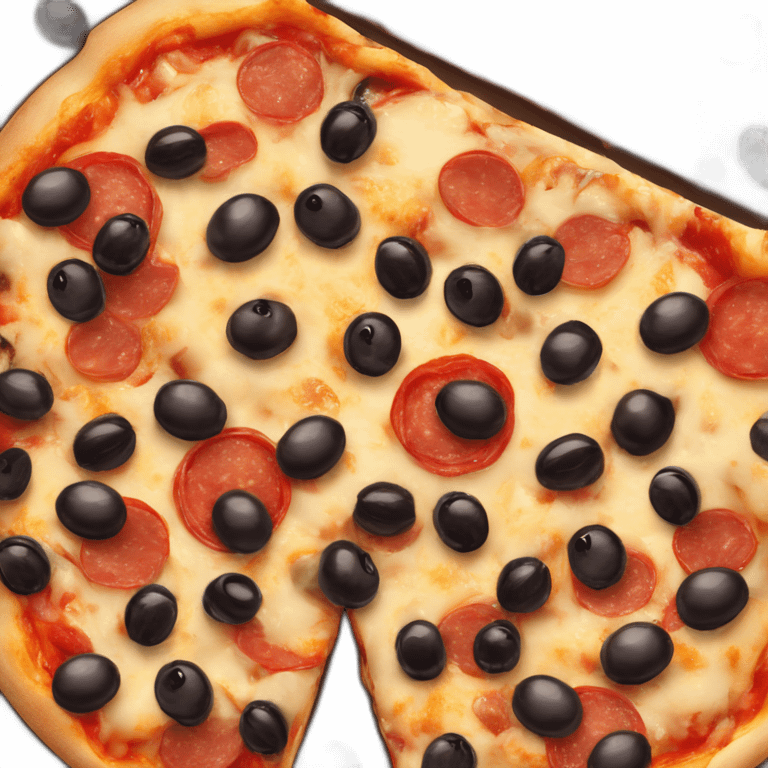 one pizza with black olives and beef emoji