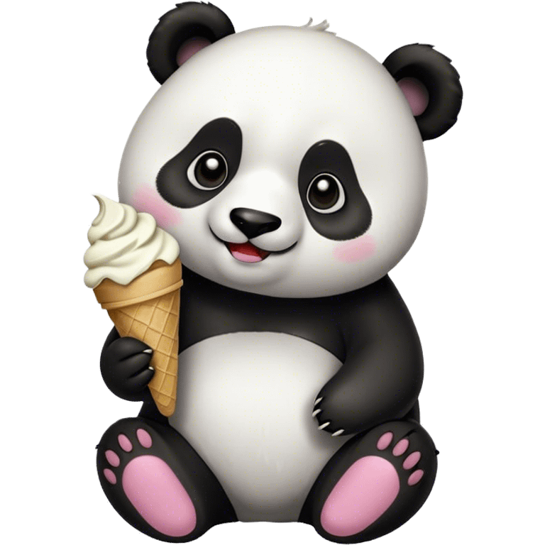 Panda eating ice cream emoji