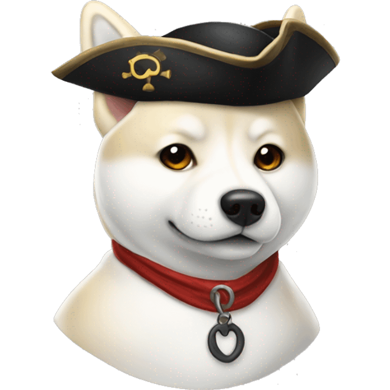 A white shiba inu with a onepiece pirate hat emoji