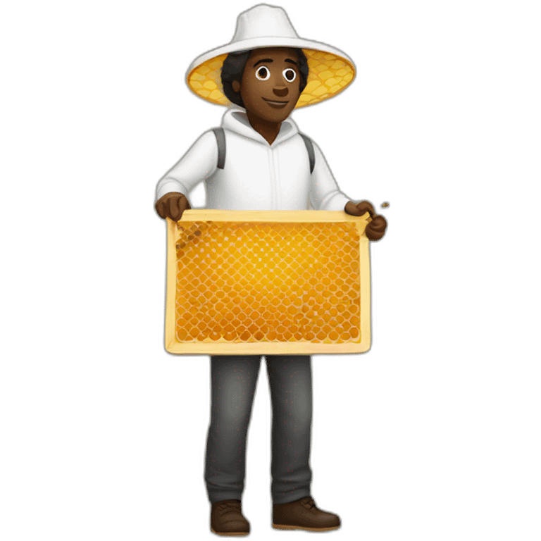 Tall black man beekeeper with honeycomb full body emoji