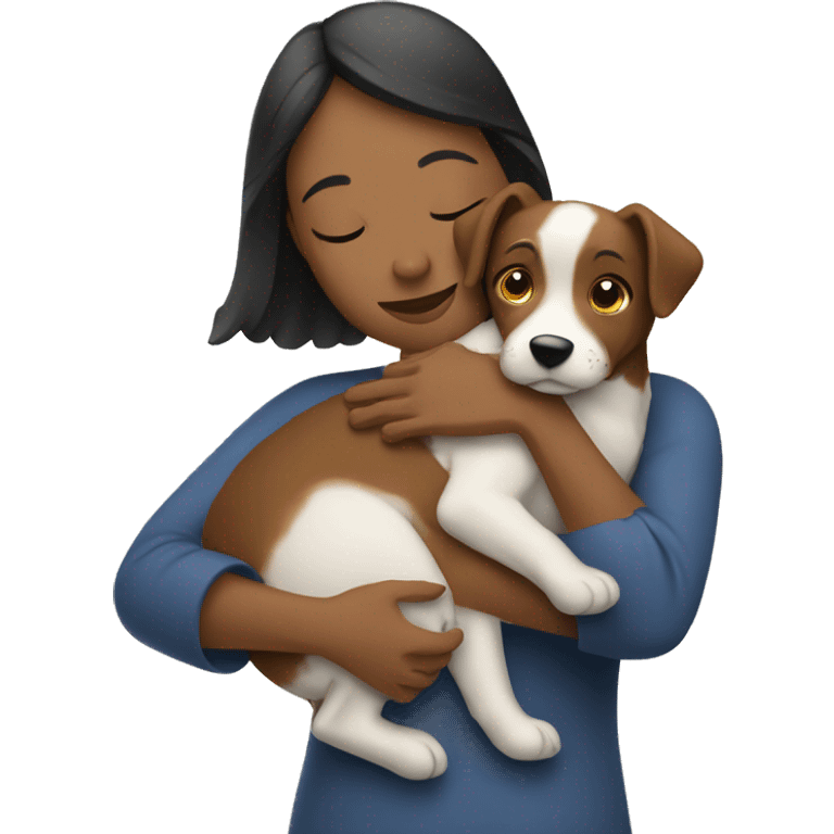 Woman hugging dog emoji