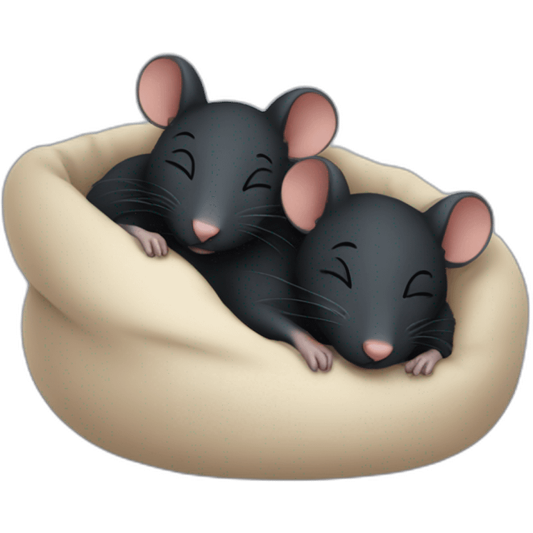 two black rats sleeping together emoji