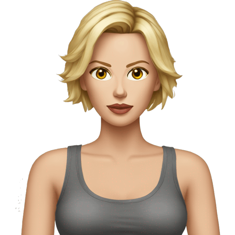 super realistic face of charlize theron wearing tank top emoji