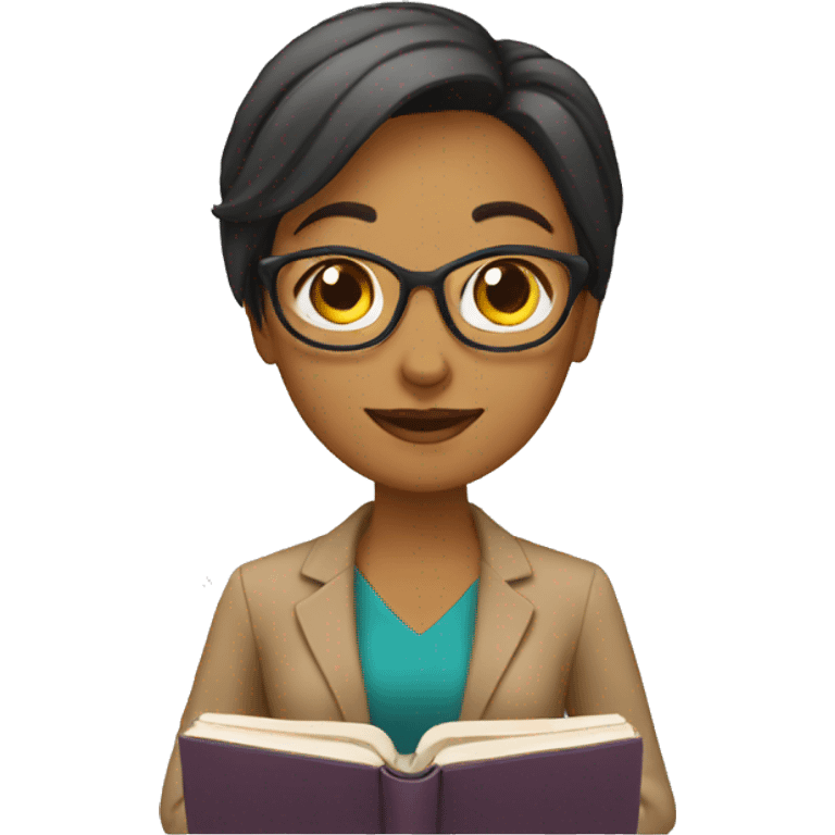 a female teacher with a book emoji