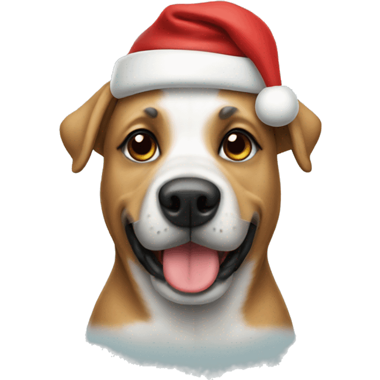 Dog wearing a Santa hat emoji