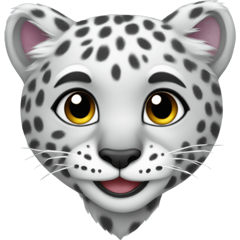 cute snow leopard shows a heart emoji