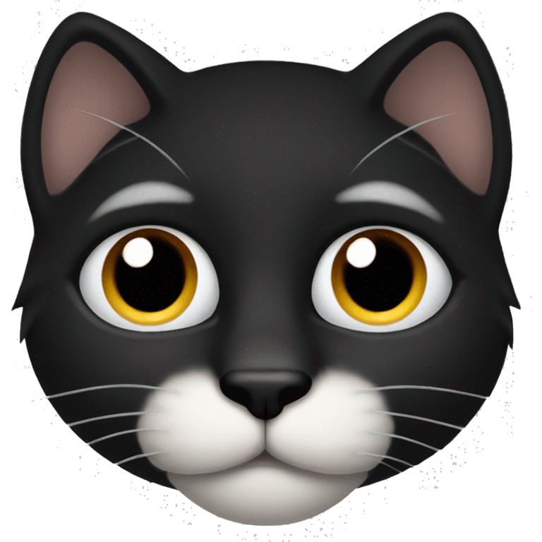 fluffy black cat nose half white emoji