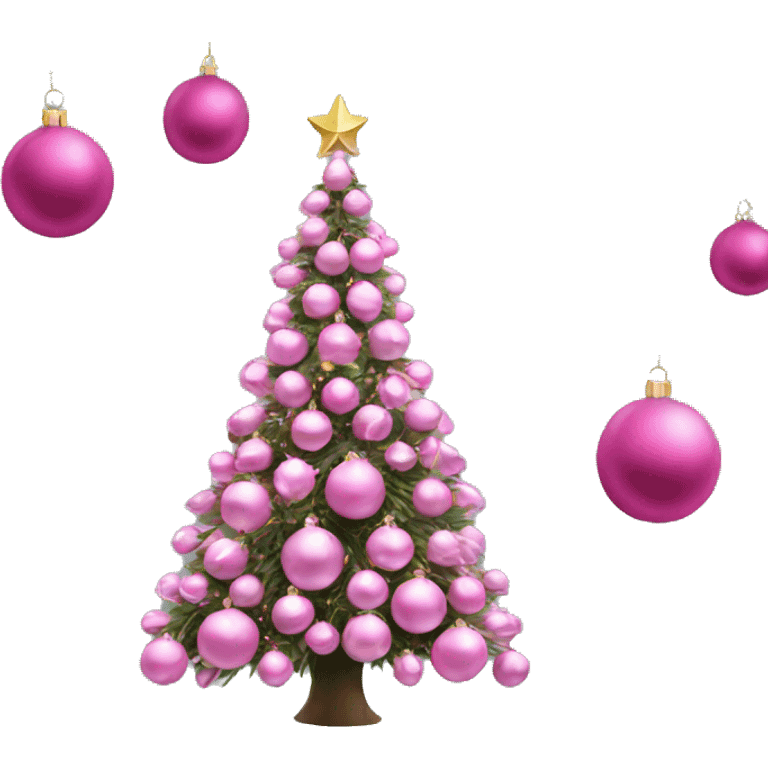 Christmas tree with pink ornaments emoji