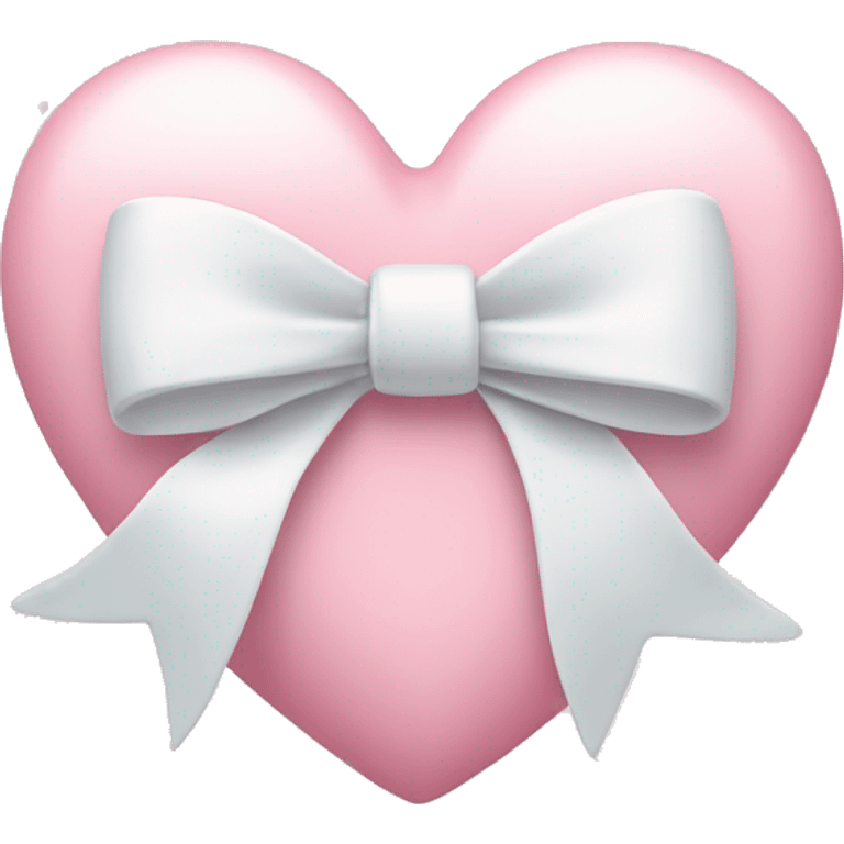 Pastel pink heart with white bow emoji