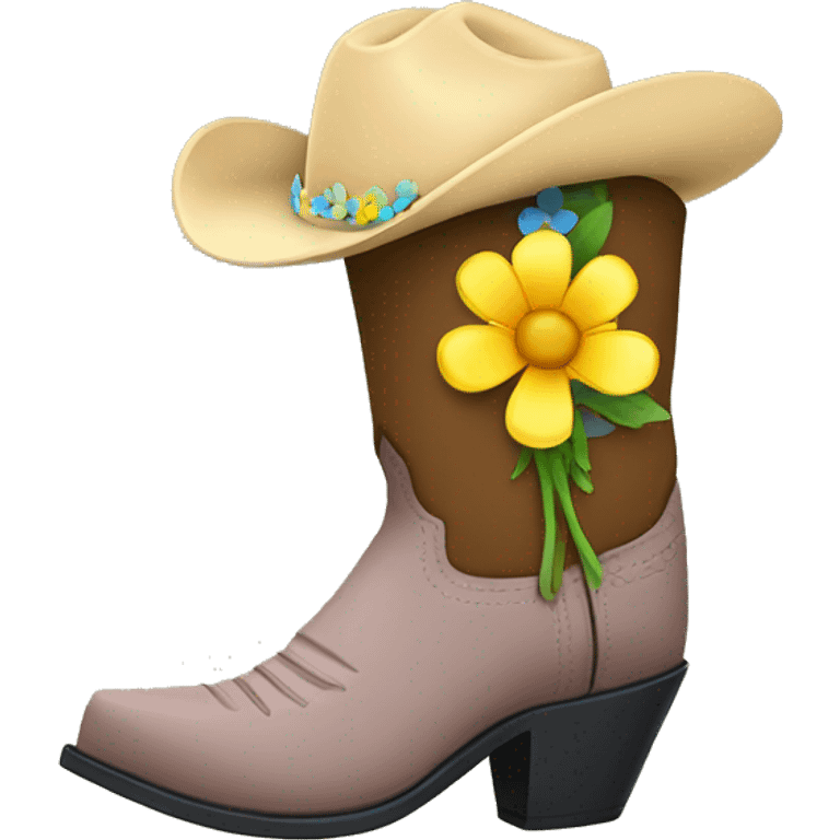 Cowboy boot with flowers emoji